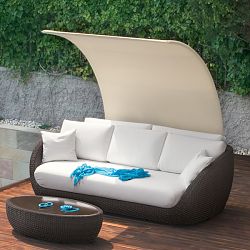 outdoor wicker canopy daybed for garden, patio, terrace by Sundecor Outdoor Furniture