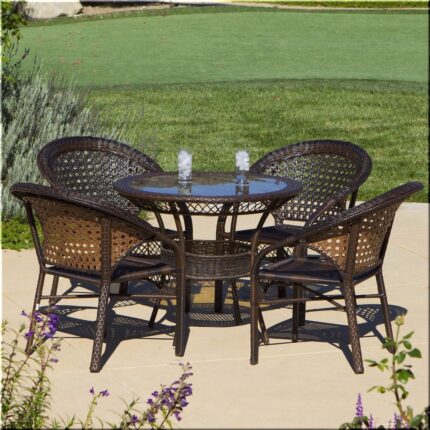 outdoor wicker coffee set for garden, patio, terrace, farmhouse, restaurant, club by Sundecor Outdoor Furniture