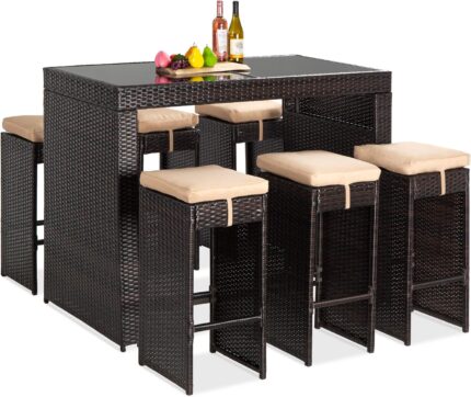 outdoor wicker bar set for garden, patio, bar, club, restaurant by Sundecor Outdoor Furniture