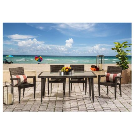outdoor wicker dining set for garden, patio, terrace, farmhouse by Sundecor Outdoor Furniture