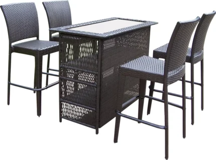 outdoor wicker bar stools and bar console table for garden, patio, bar, club, restaurant by Sundecor Outdoor Furniture
