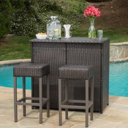 Outdoor Wicker bar stools for garden, patio, terrace, bar, club, restaurant by Sundecor Outdoor Furniture