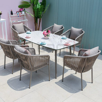 Braid & Rope Outdoor Dining Set for Garden, Pool, Patio, Terrace by Sundecor Outdoor Furniture