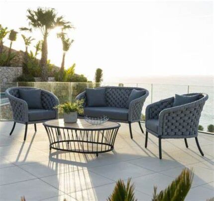 Braid & Rope Outdoor Sofa Set for Garden, Living Room, Patio, Terrace by Sundecor Outdoor Furniture