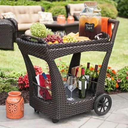 Outdoor rattan serving trolley for garden, patio, terrace, bar, club by Sundecor Outdoor Furniture