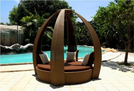 Outdoor wicker canopy daybed for garden, patio, terrace by Sundecor Outdoor Furniture