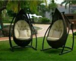 outdoor wicker swing set for garden, patio, balcony, terrace by Sundecor Outdoor furniture