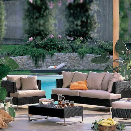 Outdoor wicker sofa set for Garden, Patio, terrace, restaurant, farmhouse by Sundecor Outdoor Furniture