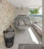 Outdoor Furniture Braid & Rope Single Seater Swing Set for Garden, Balcony, Terrace by Sundecor Outdoor Furniture