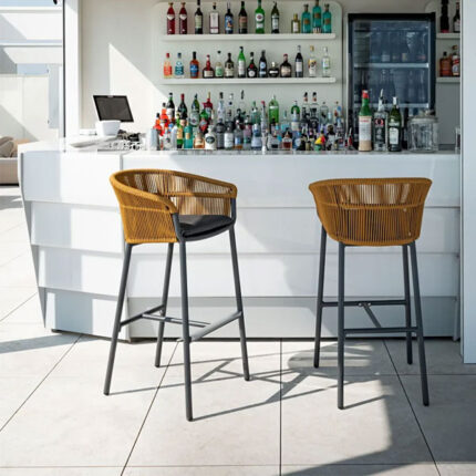 Outdoor Braid & Rope bar Chair for garden, resort, patio, restaurant, club, bar, cafeteria by Sundecor Outdoor Furniture