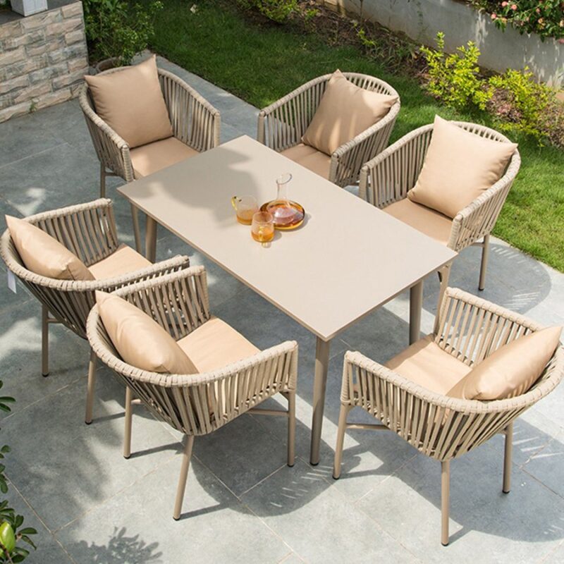 Braid & Rope Outdoor Dining Set for Garden, Dining room, Terrace by Sundecor Outdoor Furniture