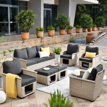 Outdoor wicker sofa set for garden, patio, farmhouse or terrace by Sundecor Outdoor Furniture