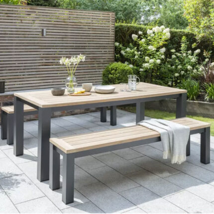 Outdoor Furniture Wood & Metal Dining Set for Garden by Sundecor Outdoor Furniture