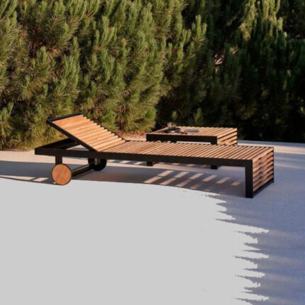 Outdoor Furniture Wood & Metal Sunlounger for Poolside by Sundecor Outdoor Furniture