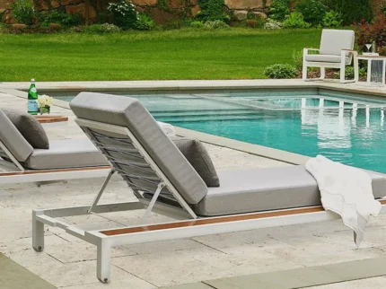 Outdoor Furniture Wood & Metal Sunlounger for Poolside, Garden by Sundecor Outdoor Furniture
