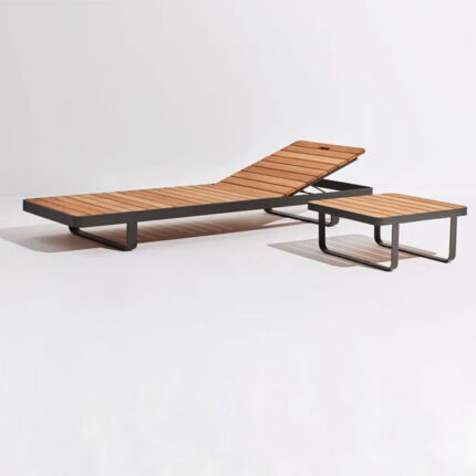 Outdoor Furniture Wood & Metal Sunlounger for Poolside, Garden by Sundecor Outdoor Furniture