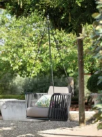 Outdoor Furniture Braid & Rope Single Seater Swing Set for Garden, Balcony, Terrace by Sundecor Outdoor Furniture