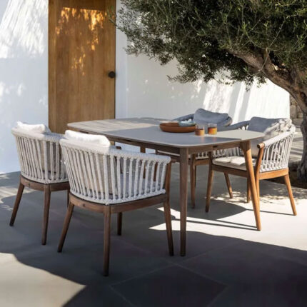 Braid & Rope Outdoor Dining Set for Garden, patio, balcony, terrace, restaurant, farmhouse by Sundecor Outdoor Furniture
