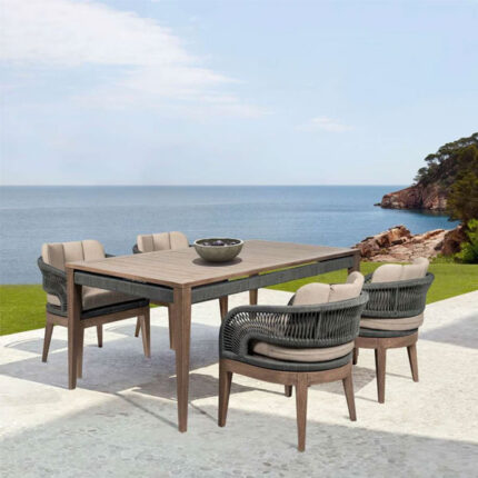 Braid & Rope Outdoor Dining set for Garden, Patio, balcony, terrace, restaurant, farmhouse by Sundecor Outdoor Furniture