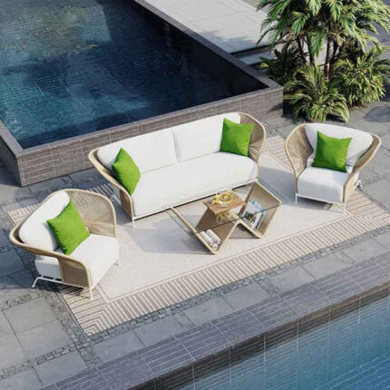 Braid & Rope Outdoor Sofa set for Garden, patio, terrace, restaurant, cafeteria, hotel by Sundecor Outdoor Furniture India