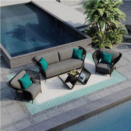 Braid & Rope Outdoor Sofa set for Garden, patio, terrace, restaurant, cafeteria, hotel by Sundecor Outdoor Furniture India