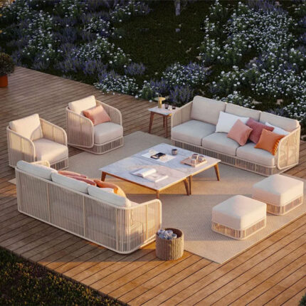Braid & Rope Outdoor Sofa set for Garden, patio, terrace, restaurant, cafeteria, farmhouse by Sundecor Outdoor Furniture India