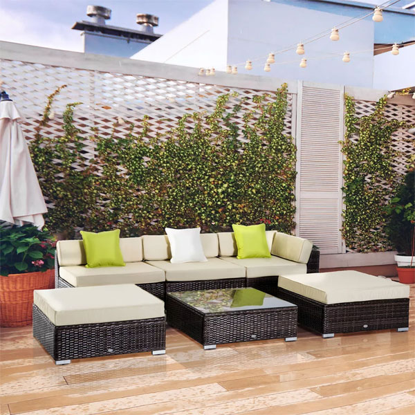 Outdoor Wicker sofa set for Garden, patio, terrace. can outdoor furniture be left out in rains.