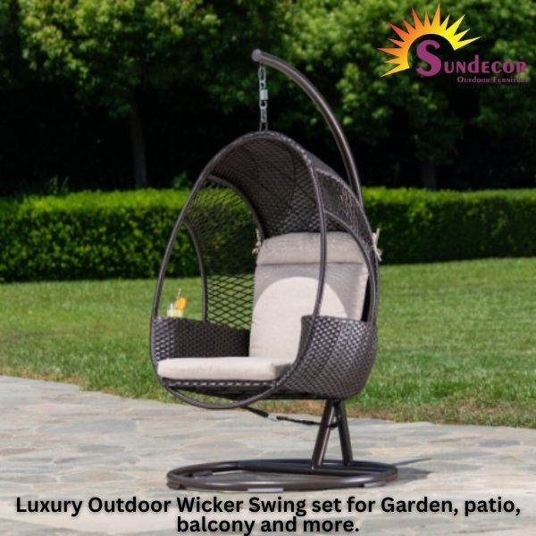 Outdoor Wicker Swing set for Garden, patio, balcony, terrace, restaurant, farmhouse by Sundecor Outdoor Furniture