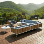 Outdoor Furniture Wood & Metal Sofa set for Garden, patio, terrace, Farmhouse, restaurant, resort, cafeteria, club by Sundecor Outdoor Furniture