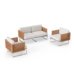 Outdoor Furniture Wood & metal Sofa set for Garden, patio, terrace, farmhouse, restaurant, resort, club by Sundecor Outdoor Furniture