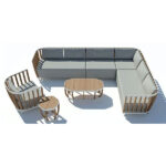 Outdoor Furniture Wood & metal Sofa set for Garden, patio, terrace, restaurant, resort, farmhouse by Sundecor Outdoor Furniture
