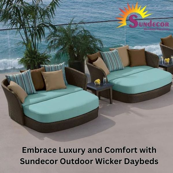 Outdoor Wicker Daybed for Garden, patio, poolside, farmhouse, restaurant by Sundecor Outdoor Furniture