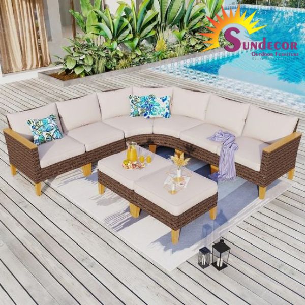 Outdoor Wicker Sofa set for Garden, patio, terrace, poolside, restaurant, resort by Sundecor Outdoor Furniture