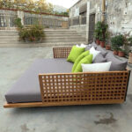 Outdoor wooden daybed for Garden, patio, terrace, farmhouse, resort, poolside by Sundecor Outdoor Furniture