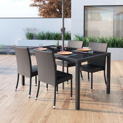 Outdoor wicker dining set perfect for garden, patio, farmhouse or terrace by Sundecor Outdoor Furniture India