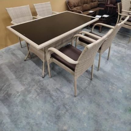 Outdoor wicker dining set for garden, patio, farmhouse or terrace by Sundecor Outdoor Furniture