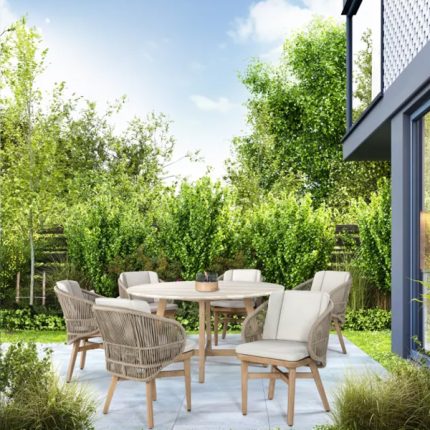 Braid & Rope Outdoor Dining set for Garden, patio or terrace, resort by Sundecor Outdoor Furniture