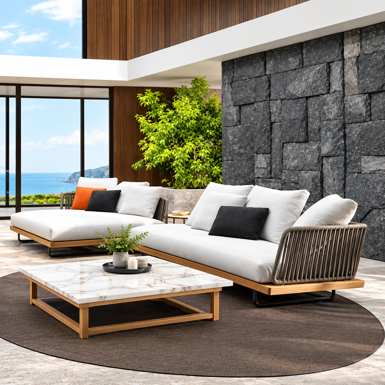Braid & Rope Outdoor Sofa Set in Mumbai Maharashtra for Garden, patio or farmhouse by Sundecor Outdoor Furniture